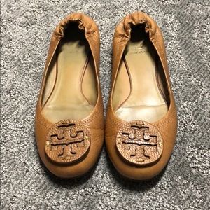 Tory Burch Minnie Cognac Flats, Size 9